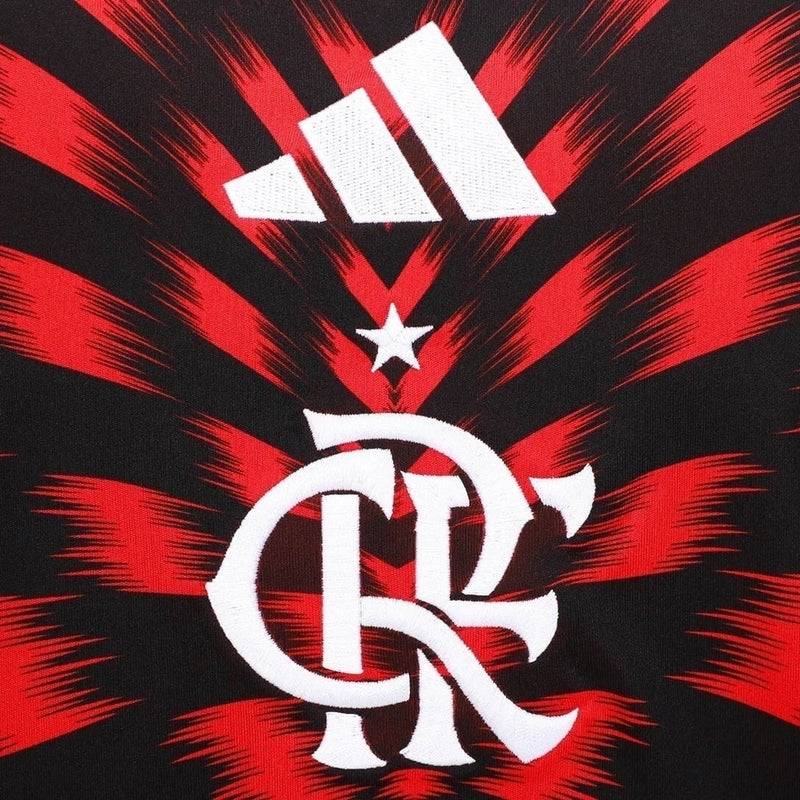 Camisa Flamengo Pré-Jogo 25/26 - Adidas Masculino - Vermelho e Preto - PRÉ VENDA