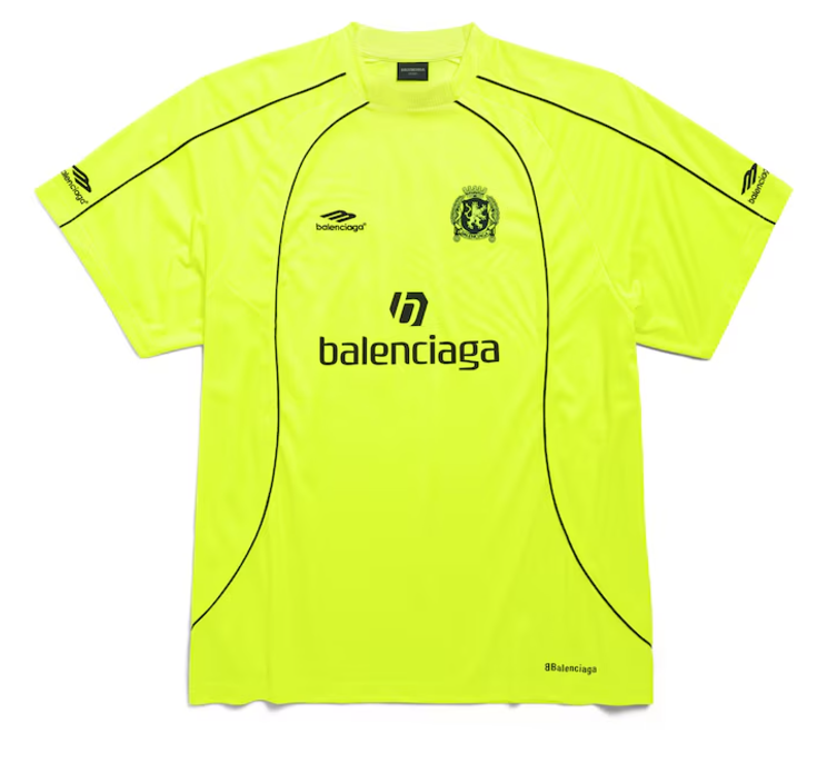 Camiseta Balenciaga Ipanema Soccer Oversized em Amarelo Fluorescente