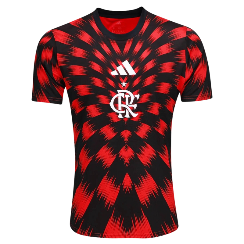 Camisa Flamengo Pré-Jogo 25/26 - Adidas Masculino - Vermelho e Preto - PRÉ VENDA